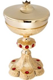 Gold Plated Ciborium with Stones H 25 cm
