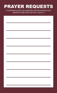 Prayer Request Card - Burgundy (Package of 50)