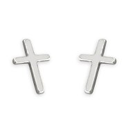 Sterling Silver Small Plain Cross Stud Earrings