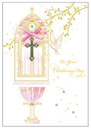 Girl's On Your Christening Day - Single Card
