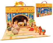Childrens Wood Nativity Set with Shed