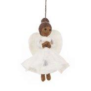 Handmade Felt Fair trade Christmas Angel Hanging Tree Decoration - Black