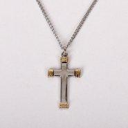 18" Sterling Silver Cross Necklace with Gold-Tone Tips
