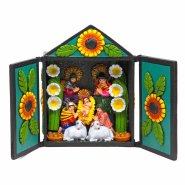 Small Nativity Retablo - Turquoise