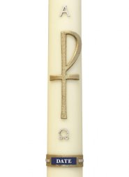 30" x 3" Paschal Candle with Gold P Cross Design Wax Relief