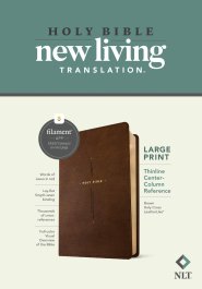 NLT Large Print Thinline Center-Column Reference Bible, Filament Enabled (LeatherLike, Brown Holy Cross, Red Letter)