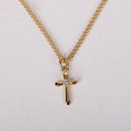 18" Gold Over Sterling Silver Cross with Cubic Zirconia Necklace