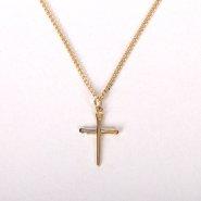 18" Gold Over Sterling Silver Nail Cross Design Necklace