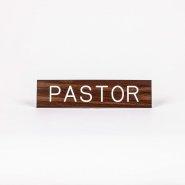 Sign Engraved Pastor Adhesive Back Walnut