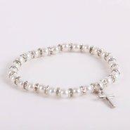 5" Baby Pearl Stretch Cross Bracelet