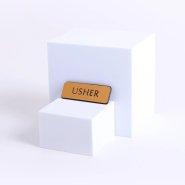 Badge Engraved Contemporary Usher Gold Magnet