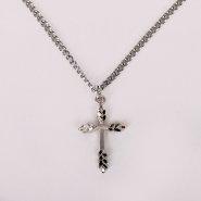 18" Sterling Silver Wheat Design Cross Necklace