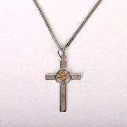 20" Sterling Silver Cross Necklace with Gold Dove