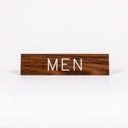 Sign Engraved Men Adhesive Back Walnut