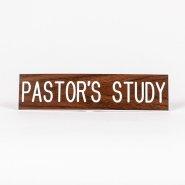 Sign Engraved Pastors Study Adhesive Back Walnut