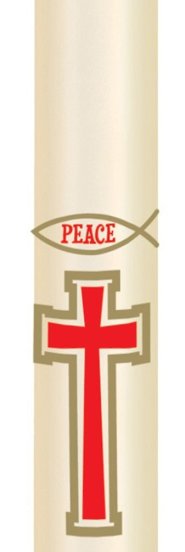 Candle Sticker - Red Cross & Peace Ichthus (Without Year)