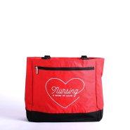 Nursing Is A Work Of Heart Red Canvas Tote