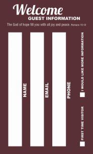 Guest Welcome Card: Welcome - Burgundy (Package of 50)