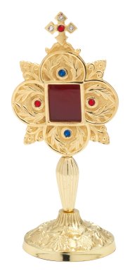 Golden Plated Reliquary with Stones H 20 cm