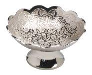 Nickel Plated Incense Bowl with Flower Design D 6 cm