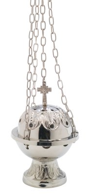 Nickel Plated Thurible with Cross H 15 cm