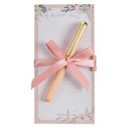 Magnetic Shopping List with Pen Be Still Pink & Blue Floral