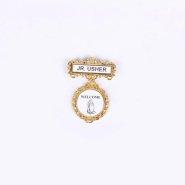 Badge Fancy Round Jr. Usher Praying Hands Welcome Pin