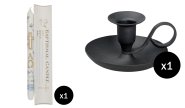 Baptism Candle - Alison Gardiner Exclusive Design & Black Classic Candle Holder H 5 cm