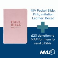 NIV Pocket Bible, Pink, Imitation Leather, Boxed and MAF Bible Donation