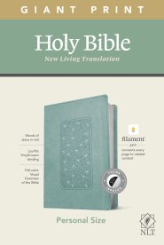 NLT Personal Size Giant Print Bible, Filament Enabled (LeatherLike, Floral Frame Teal, Indexed, Red Letter)