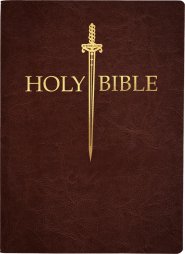 KJV 1611 Sword Bible, Large Print, Mahogany Genuine Leather, Thumb Index: (Red Letter, Premium Cowhide, Brown)