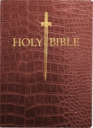 KJV 1611 Sword Bible, Large Print, Walnut Alligator Bonded Leather, Thumb Index: (Red Letter, Burgundy)