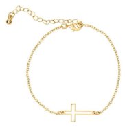 Bracelet-Cutout Cross-Gold Plated (7" Adjustable)