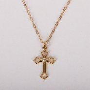 18" Gold Over Sterling Silver Cross With Cubic Zirconia Necklace