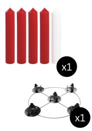 12" x 2" Red & White Advent Candles with 14" Frame