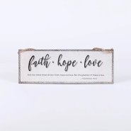 Faith, Hope, Love Metal Wall Decor with Rope