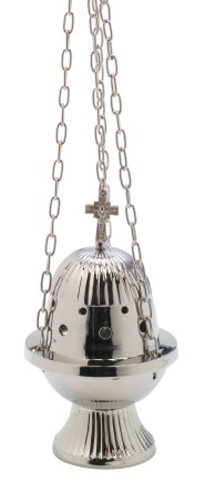 Nickel Plated Thurible With Cross H 18 cm