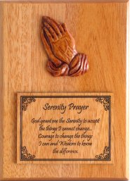Plaque - Praying Hands - Serenity Prayer - 6in x 4.5in