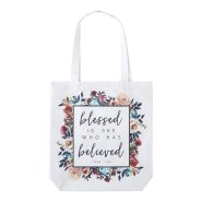 Blessed is She Who Has Believed Tote Bag with Inside Pocket