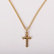 16-18" Gold Over Sterling Silver Cross Necklace