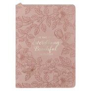 Everything Beautiful Blush Floral Faux Leather Journal with Zipper Closure - Ecclesiastes 3:11