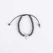 Adjustable Hematite Cross Bracelet