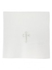 NEW 7" x 7" Chalice Pall - Linen - White Cross Design