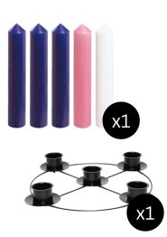 15" x 2" Advent Candles with 14" Frame - Purple, Pink & White