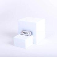 Badge Engraved Contemporary Greeter Silver Pin