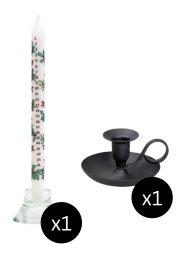 29.5cm Advent Candle: Holly & Ivy & Black Classic Candle Holder H 5 cm