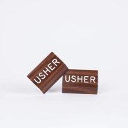 Sign Engraved Pew Usher Walnut 3x4