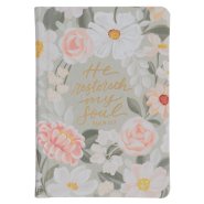 Lichen Gray Floral Faux Leather Hardcover King James Version Bible - Psalm 23:3