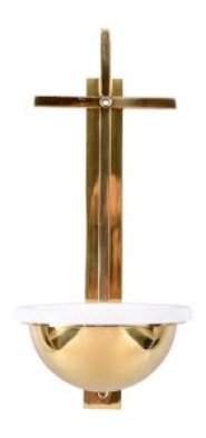 Brass Holy Water Font H 31 cm