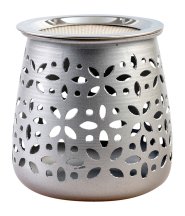 Silver Aluminium Incense Burner H 11 cm